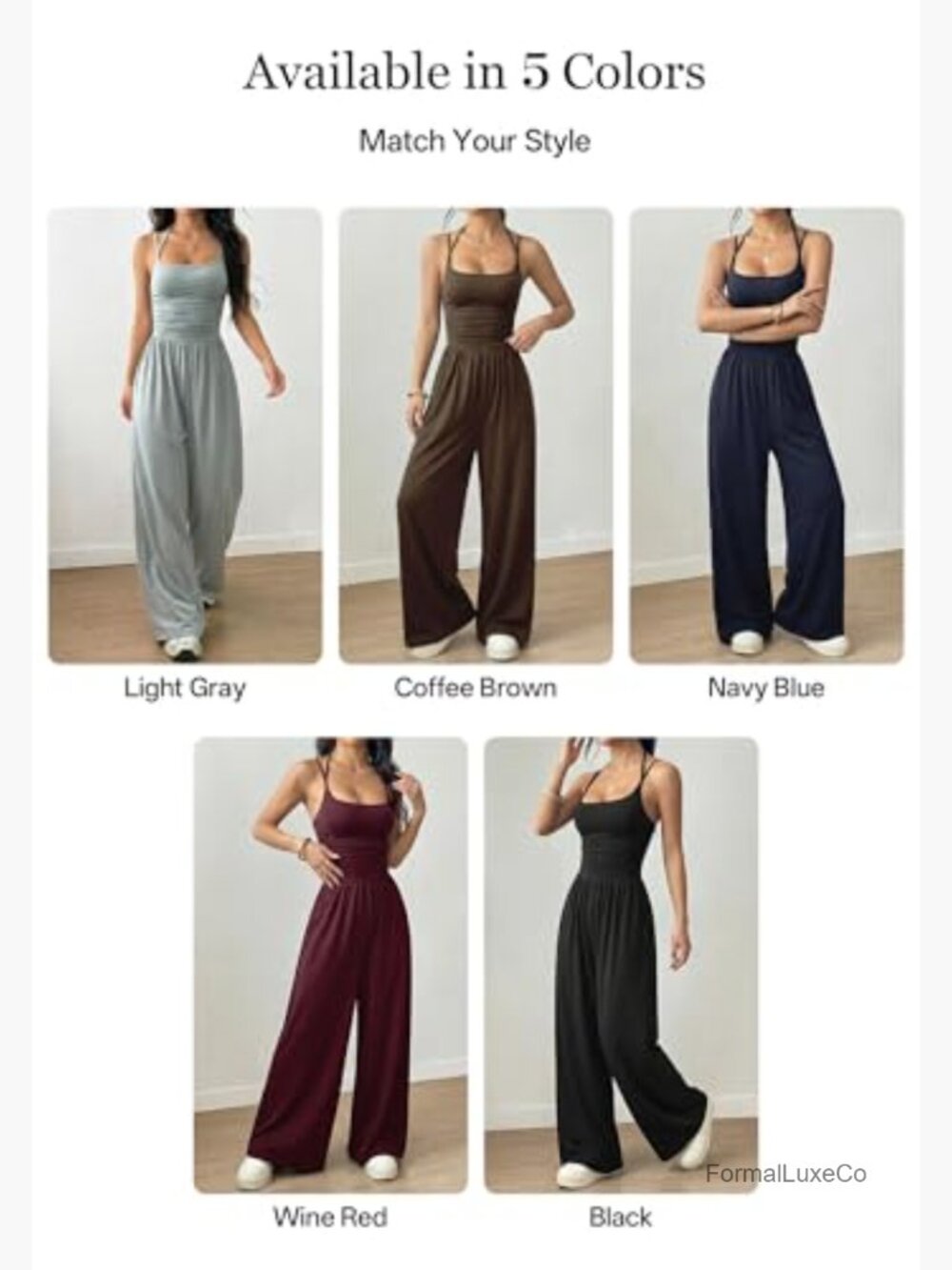 Sleeveless Tank Jumpsuit - Wide Leg Casual Romper - Picture 5 of 7